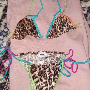 Dolce and Gabbana Leopard String Bikini
